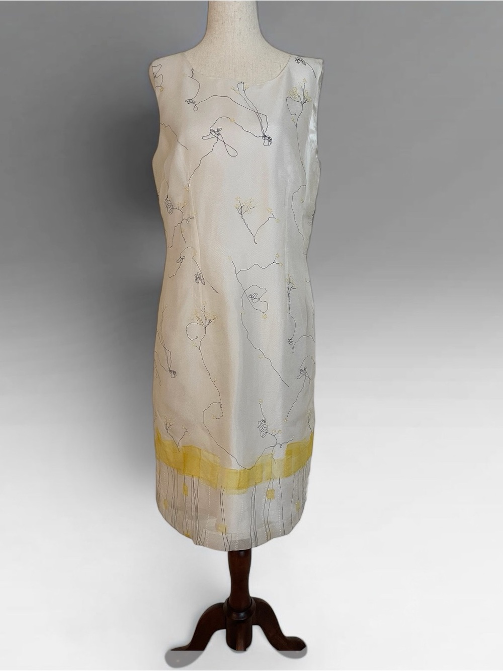 Avant- Guard 100% Silk Appliqué Abstract Botanical Dress Size 8